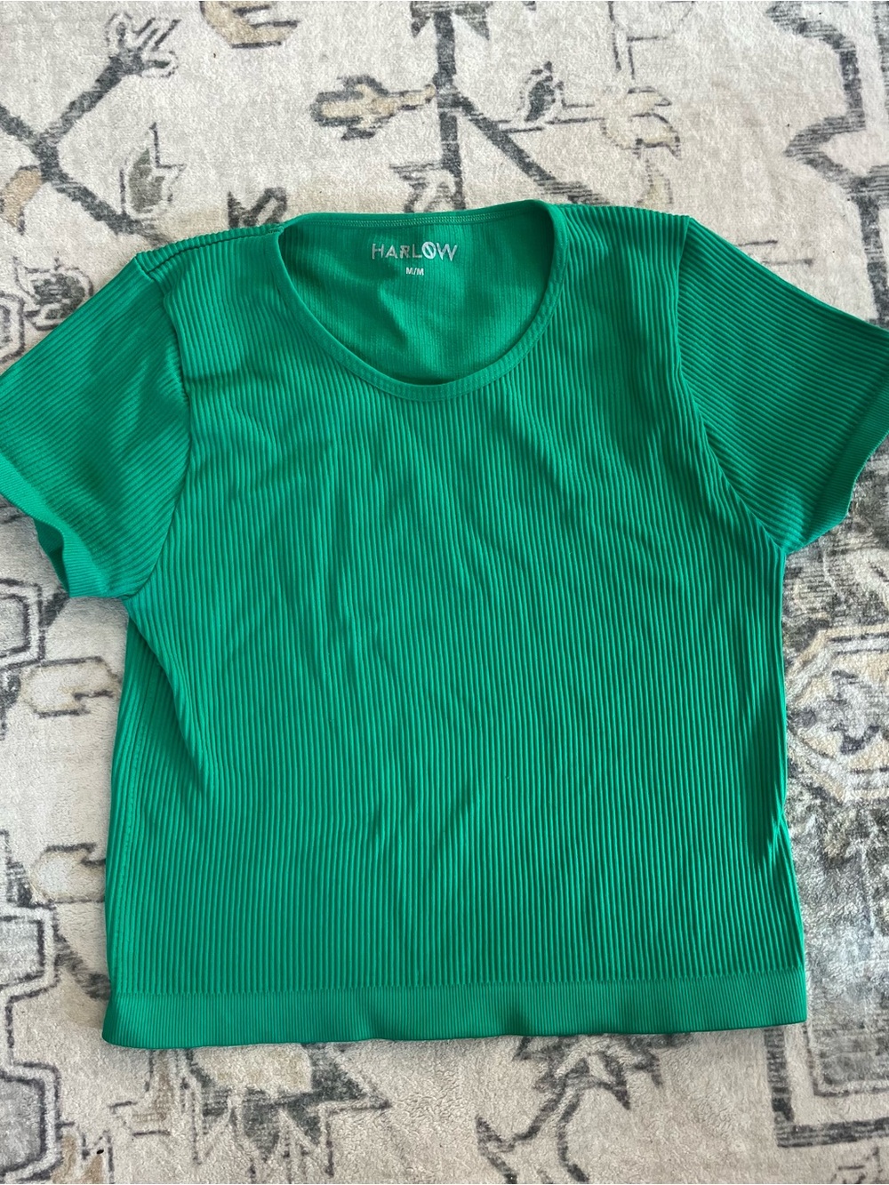 Harlow Green Ribbed Crop Top